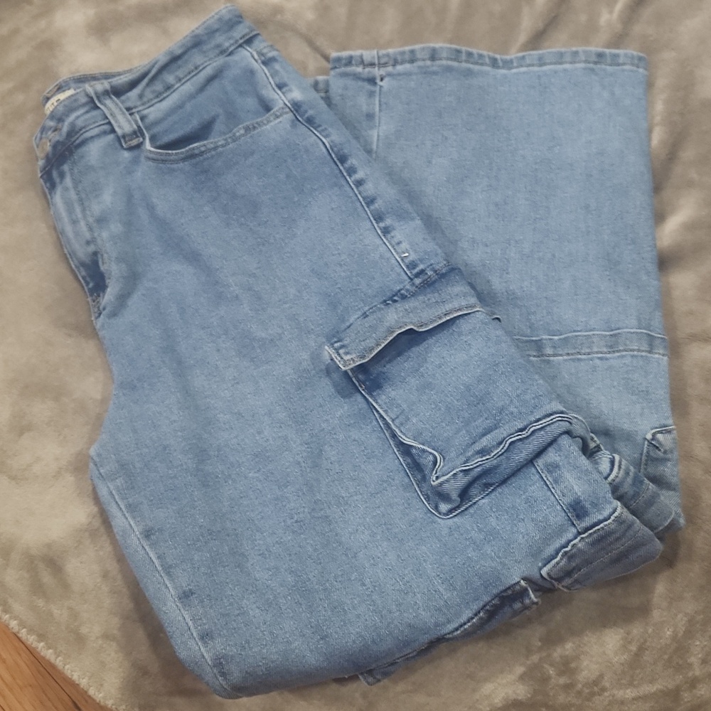 Blue Cargo Jeans From Love Cult